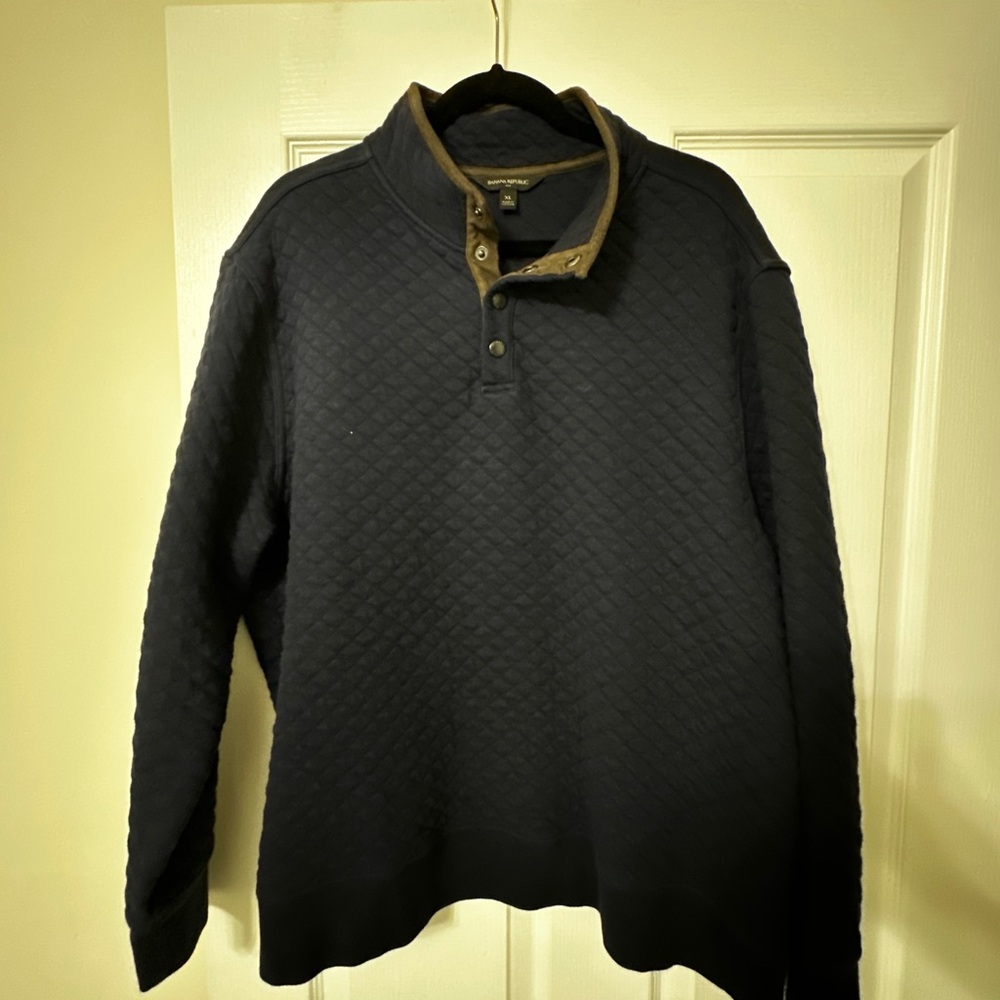 Banana Republic Navy and Brown Quilted Sweater